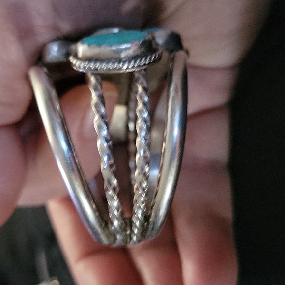 Fred Maloney Vtg Turquoise Sterling Silver Cuff Bracelet - Picture 5 of 10